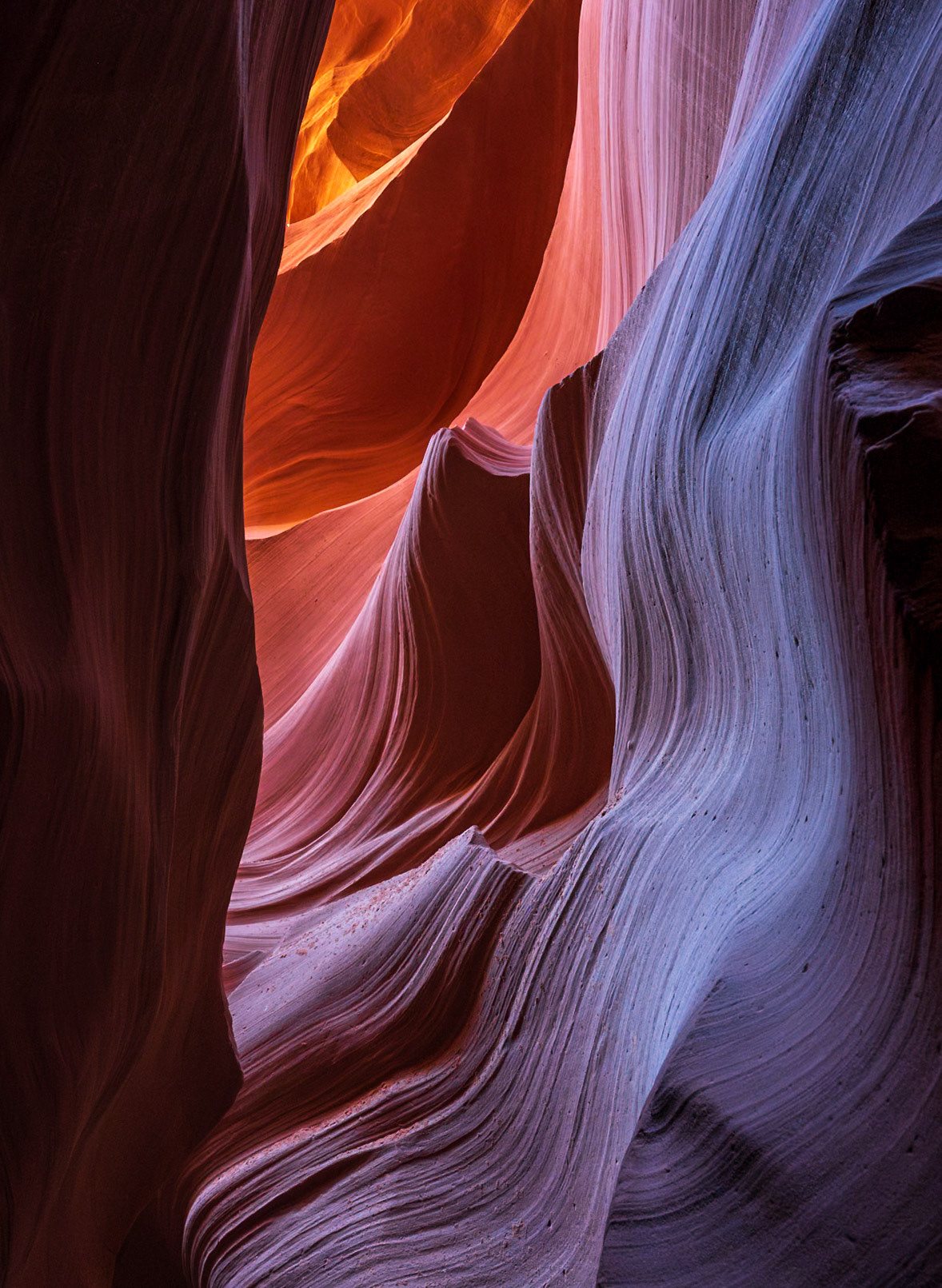 Swirling layers of sandstone inside Antelope Canyon