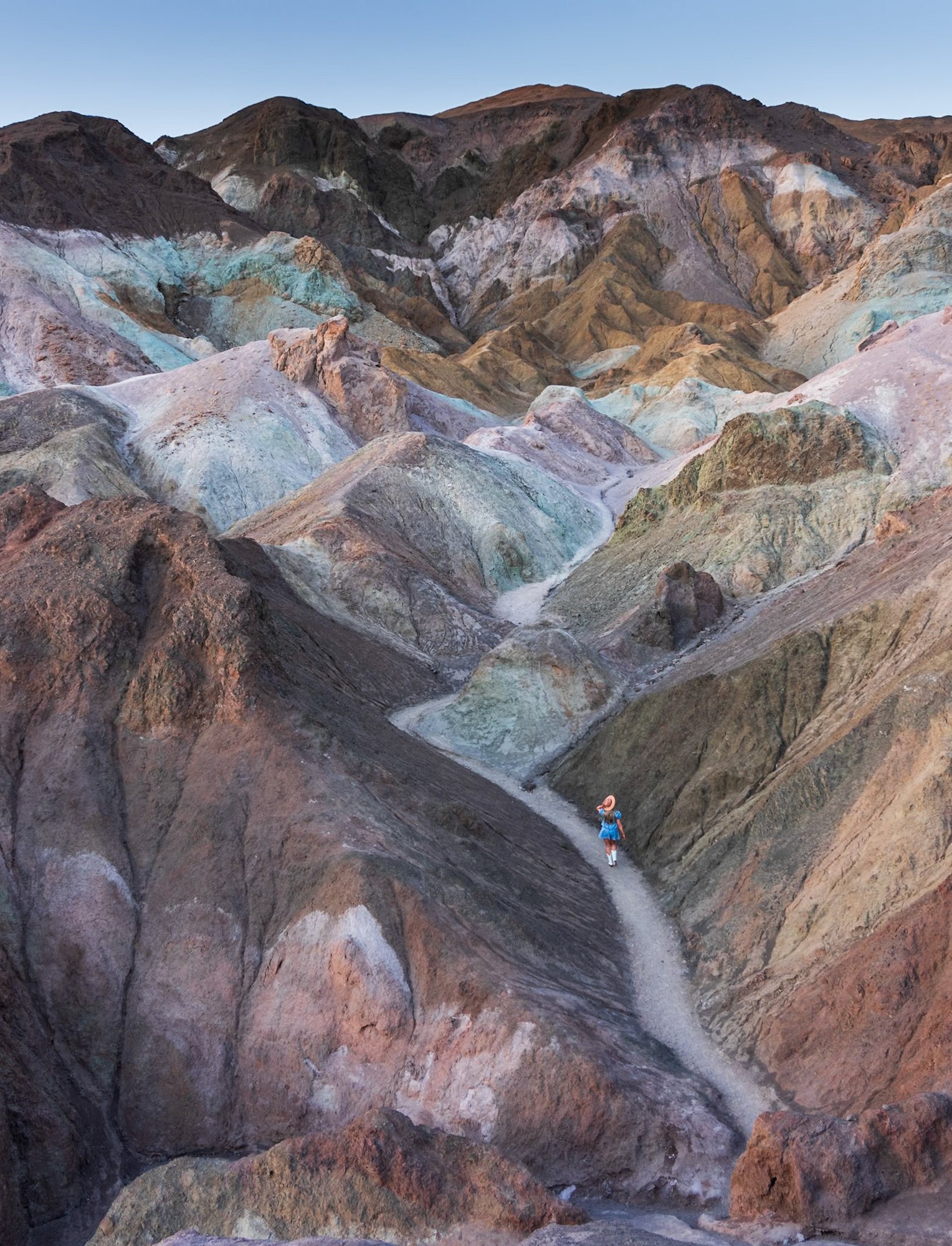 Pastel green, pink and purple hills at Artist's Palette in Death Valley