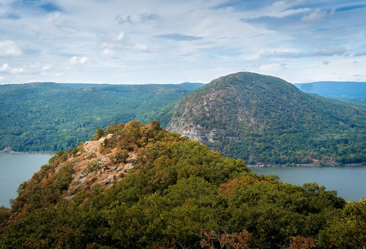 The Hudson Highlands rising above the Hudson River
